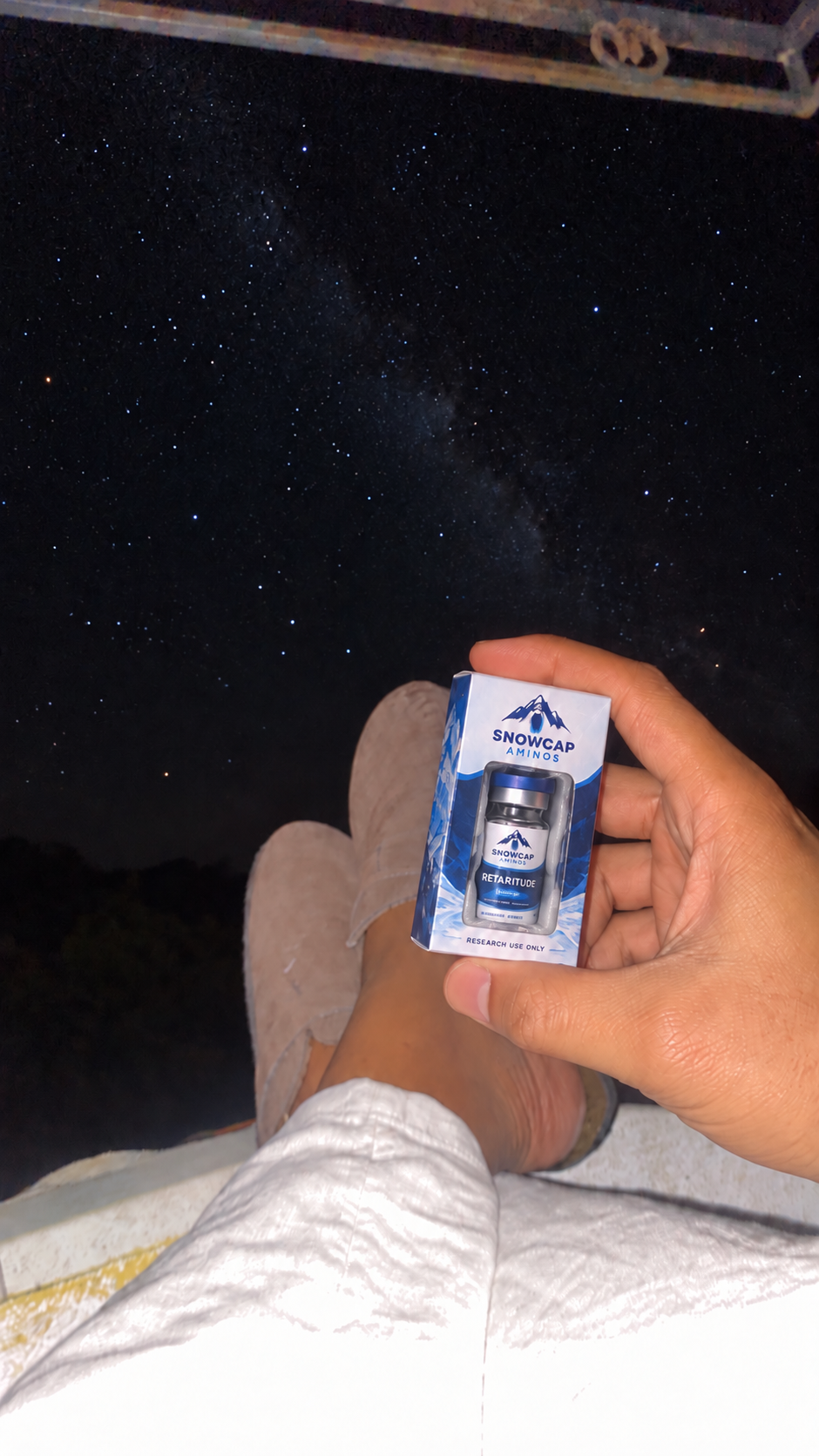 Snowcap product photographed in hand